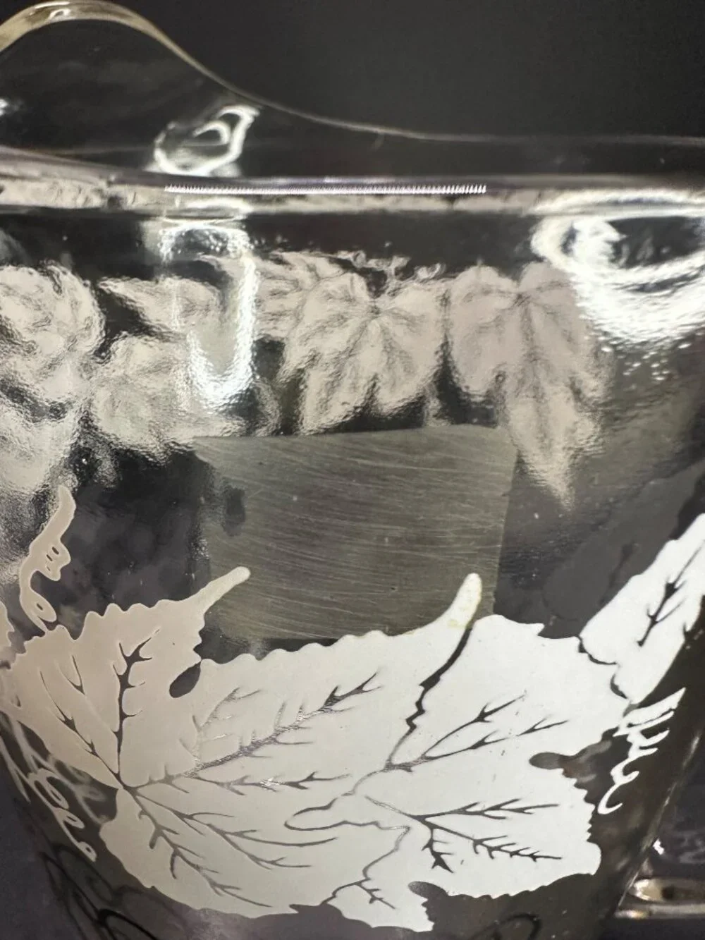 Vtg Bartlett Collin's Style Glass Pitcher Etched Grapevine Design 8.25